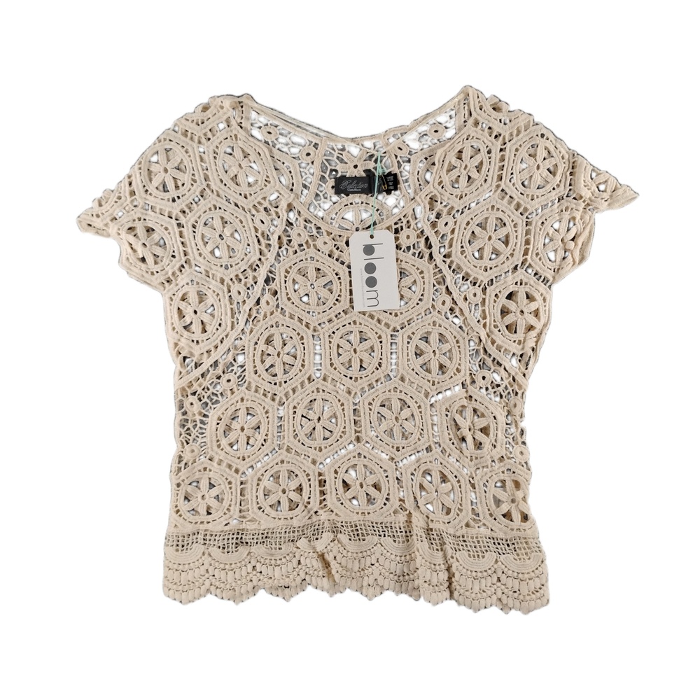Collection Costa Blanca S/P Cropped Crochet Top Boho Festival Sheer Open Knit